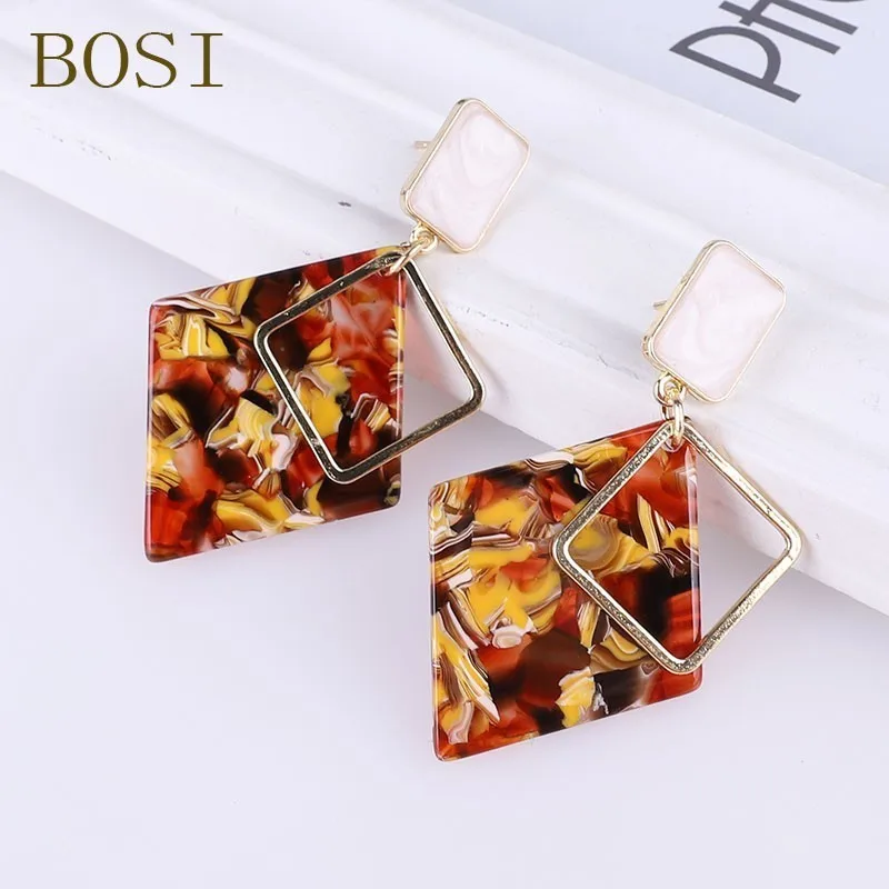 

Earrings for Women 2019 Acrylic Metal Drop Geometric Square Gold Earrings Simple Design Round Jewelry Wedding Party Statement