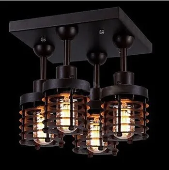 

4 Lights Loft Retro Style Edison Bulb Vintage Industrial Ceiling Light,E27 Bulb Included For Foyer bedroom dining room Fixtures