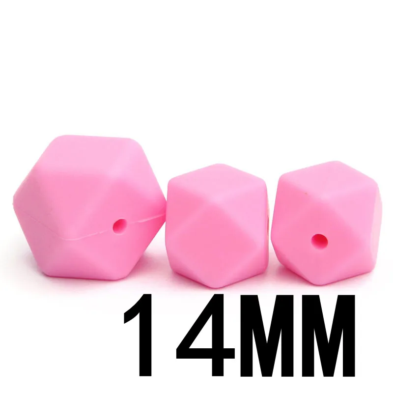 16 Pink 30 шт силиконовые бусины 14 мм безопасные пищевые шестигранные Силиконовые Бусины Цвет на выбор силиконовый Прорезыватель для детского силиконового ошейника - Цвет: 16 Pink