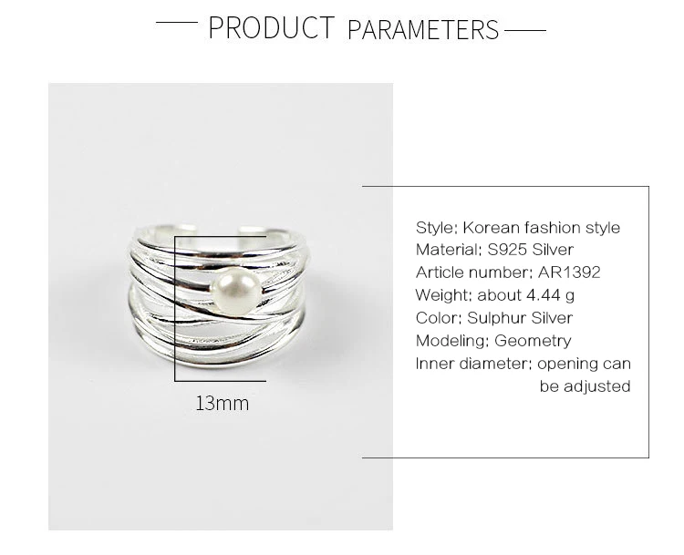 S925 Sterling Silver Personality Fashion Irregular Multi-layer Natural Freshwater Pearl Ring