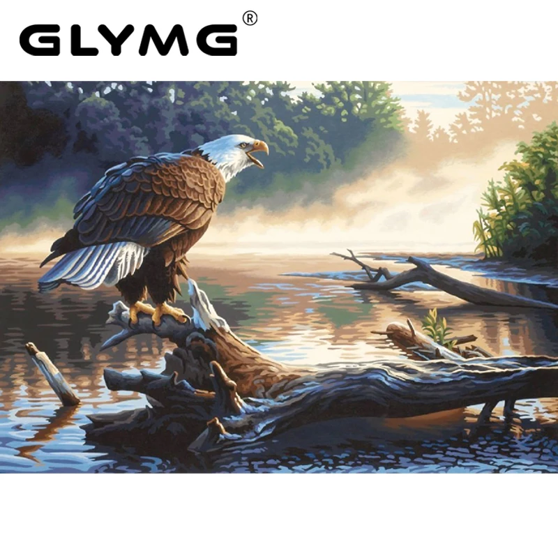 

GLymg Eagle Animals Diamond Embroidery Big Bird Full Square Diamond Painting Cross Stitch Rhinestone European Home Decor Picture