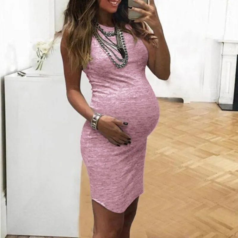

Women's Explosion Sleeveless Round Neck Vest Maternity Pencil Dress