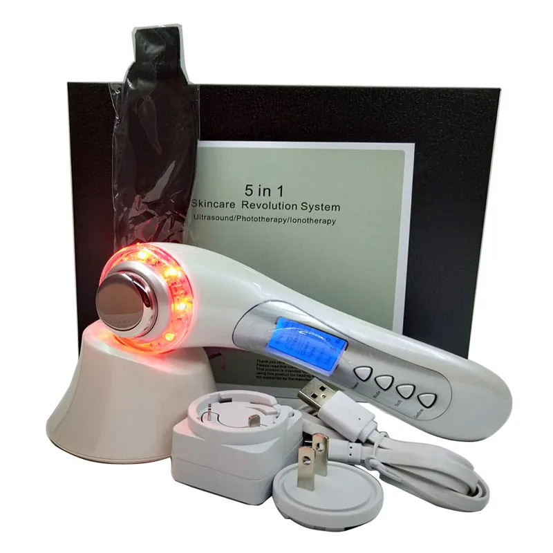 

Handheld 3MHZ Ultrasonic Galvanic 3 Lights LED Photon Face Blemish Wrinkle Dark Spot Acne Removal Skin Care Lightening Machine