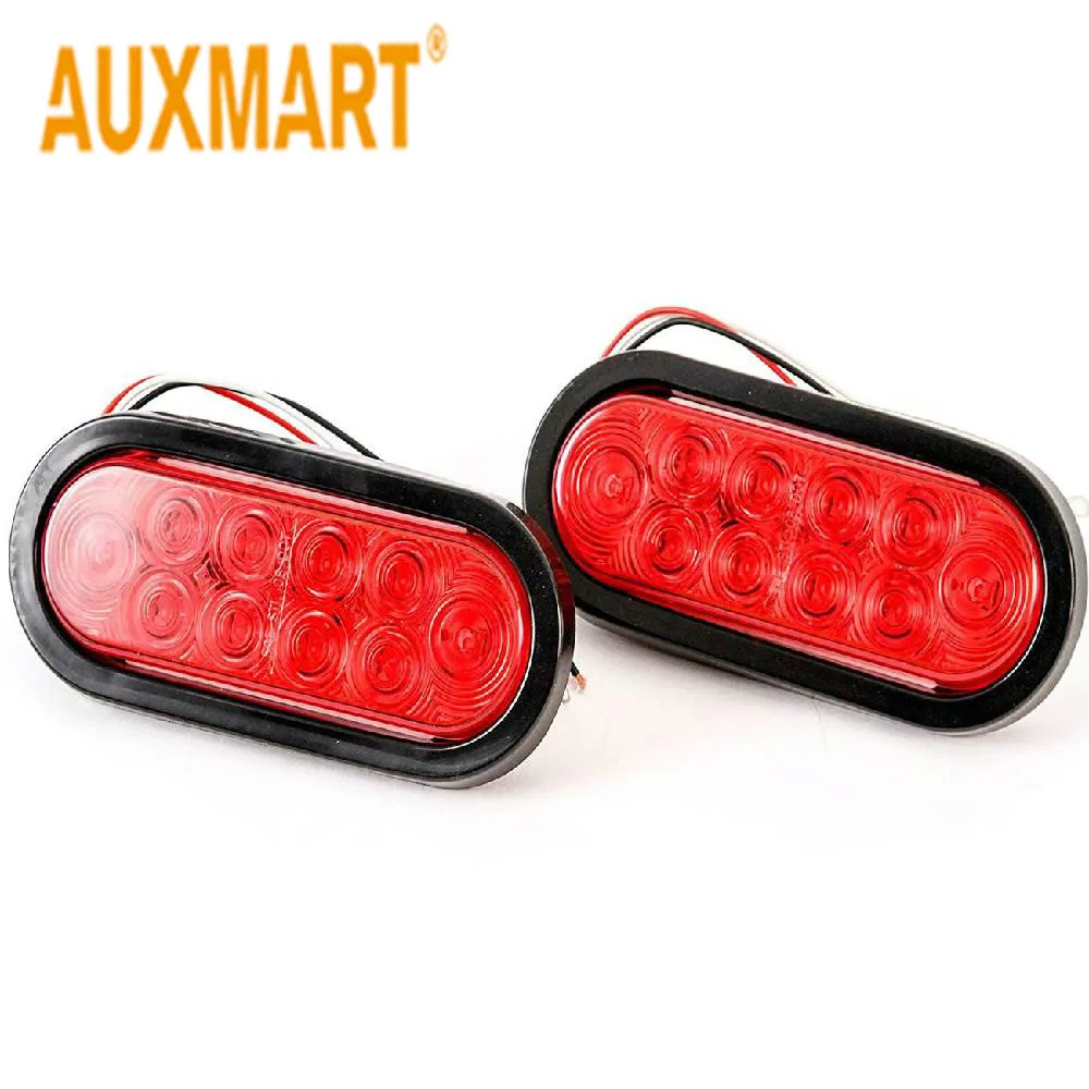 Auxmart 2 шт. Красный 6 &quotОвальный 10 LED Трейлер стоп/поворот/задний фонарь Грузовик