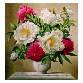 

Peony vase 50x53cm Full drill diamond embroidery 3d diamond cross stitch fashion diamond mosaic pictures of rhinestones