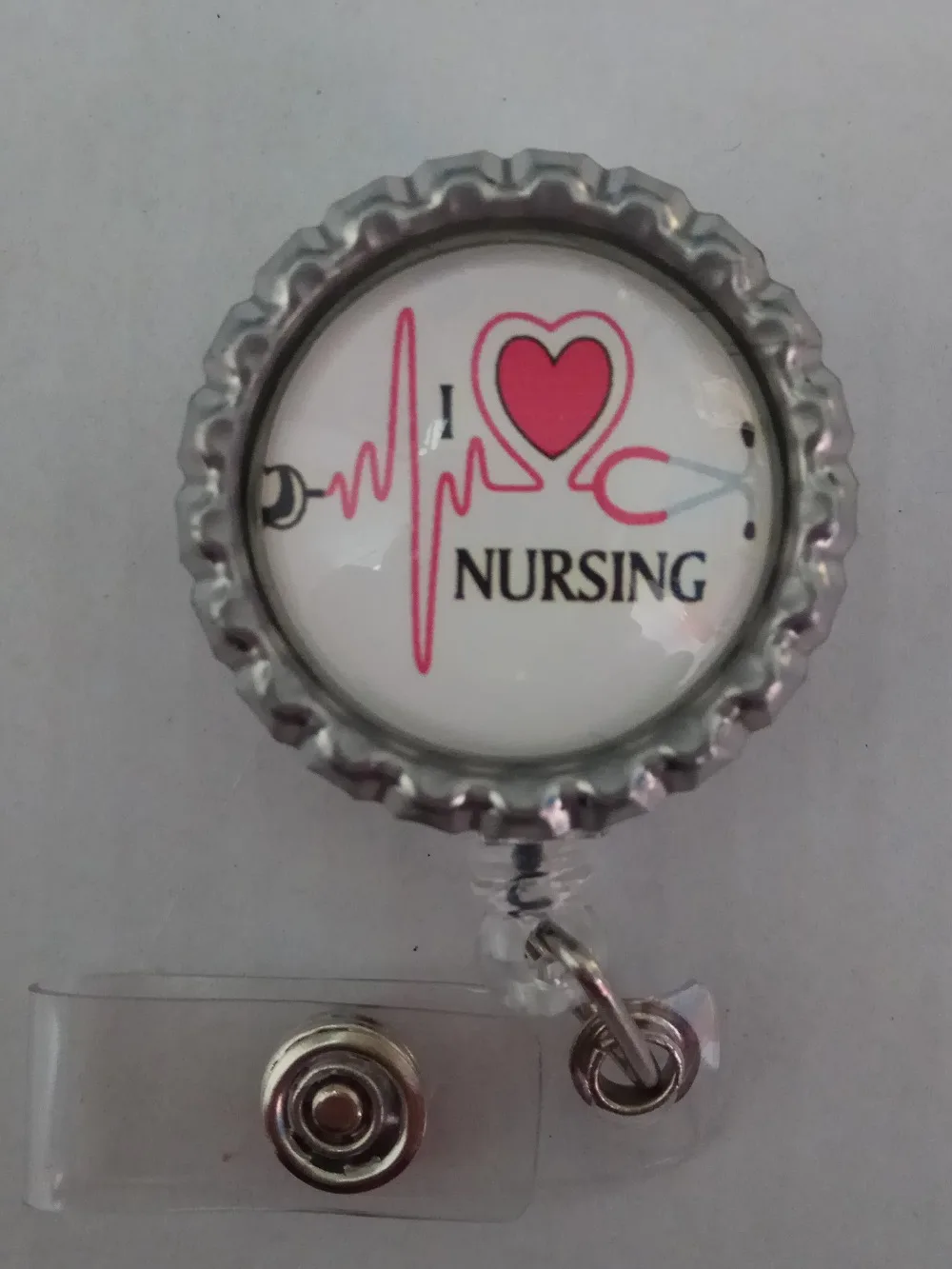 LOVE Heart RN Nurse ID Badge Holder Retractable Reel 10pcs/lot in