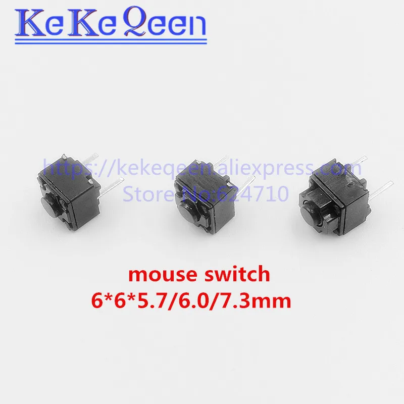100 Pz/Lotto Mouse Quadrato Micro Interruttore Pulsante 6*6*5.7Mm 6*6*6Mm 6*6*7.3Mm 6 X6X5.7/6.0/7.3Mm Interruttore Tattile Microsoft Lenovo