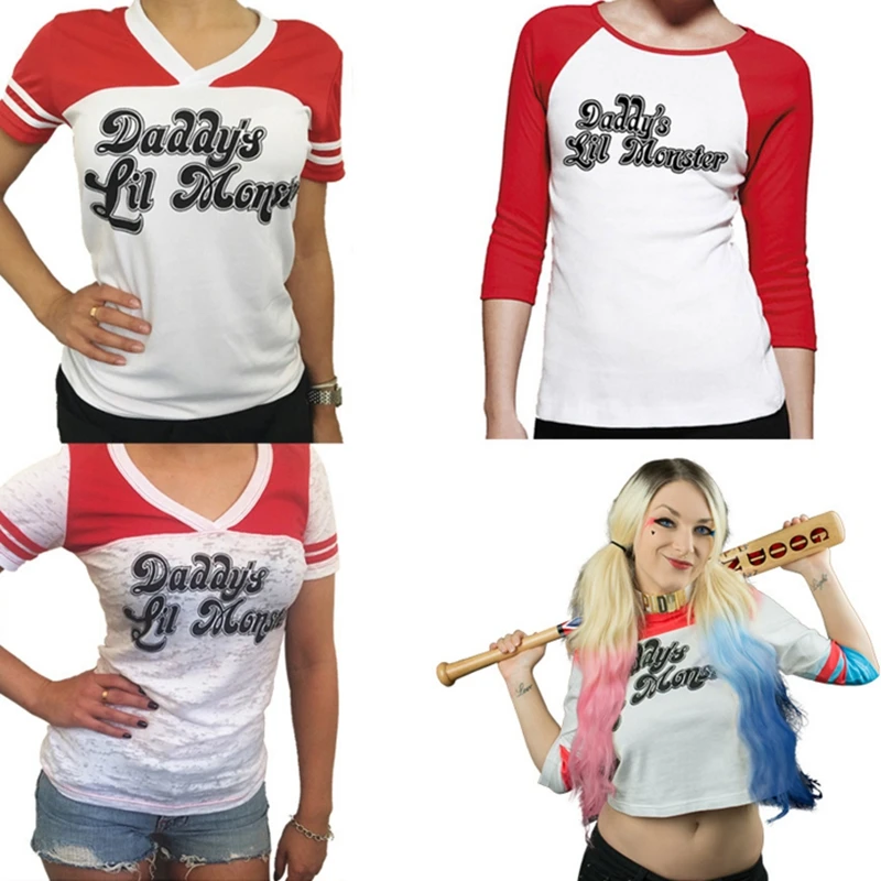 

Hitmebox Daddy's Lil Manster Ladies Suicide Squad Harley Quinn Short Sleeve T-shirt Harley Quinn Top Tee Shirt For Women