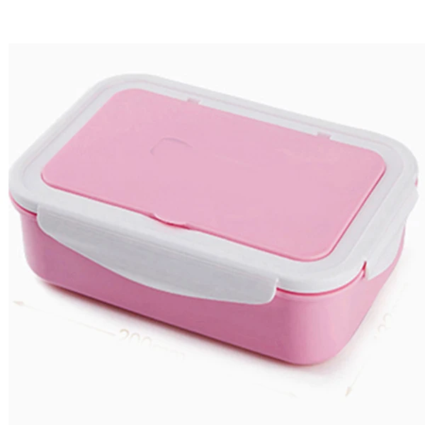 Портативная микроволновая коробка для ланча с ложкой, вилка, сумка-холодильник, большая емкость, контейнер для еды, контейнер для хранения, для путешествий, пикника, обеденная посуда, набор - Цвет: Pink lunch box
