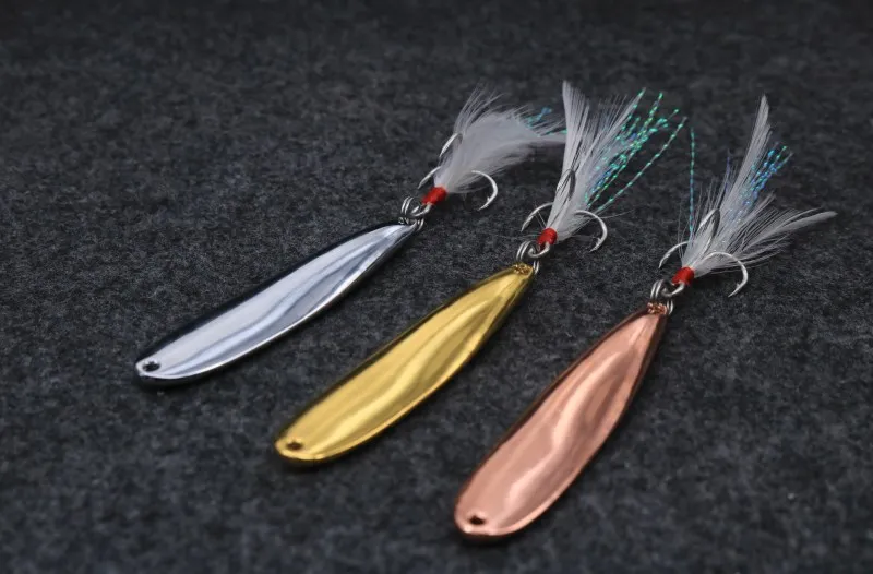 12g Metal Sequins Fishing Lure Spinner Spoon Noise Paillette Hard Baits with Feather Treble Hook Pesca