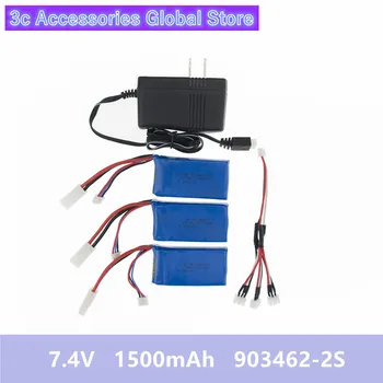 

7.4V 1500mAh 903462-2S US/China plug charger with split cable Best lithium polymer battery For FT009 remote control boat FX067C