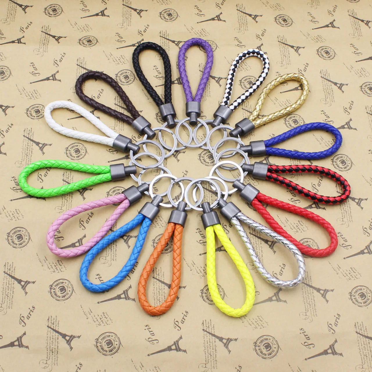 

Handmade Leather Rope Woven Keychain Metal Key Rings Key Chains Men Women Key Holder Key Cover Auto Keyring Gifts Fashion