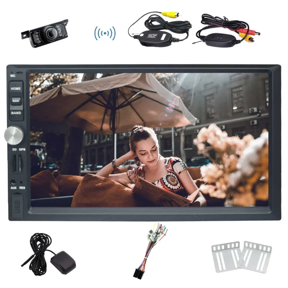 

7 Inch Double Din Capacitive Touch Screen Car Stereo Bluetooth MP5 Player FM Car Radio SD/USB/AUX/Steering Wheel/Remote Control