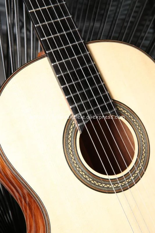 Professional Handmade 39 inch Full Solid Acoustic Classical guitar With Spruce Top/ Solid Rosewood+Maple Body +Hard Case,Gloss
