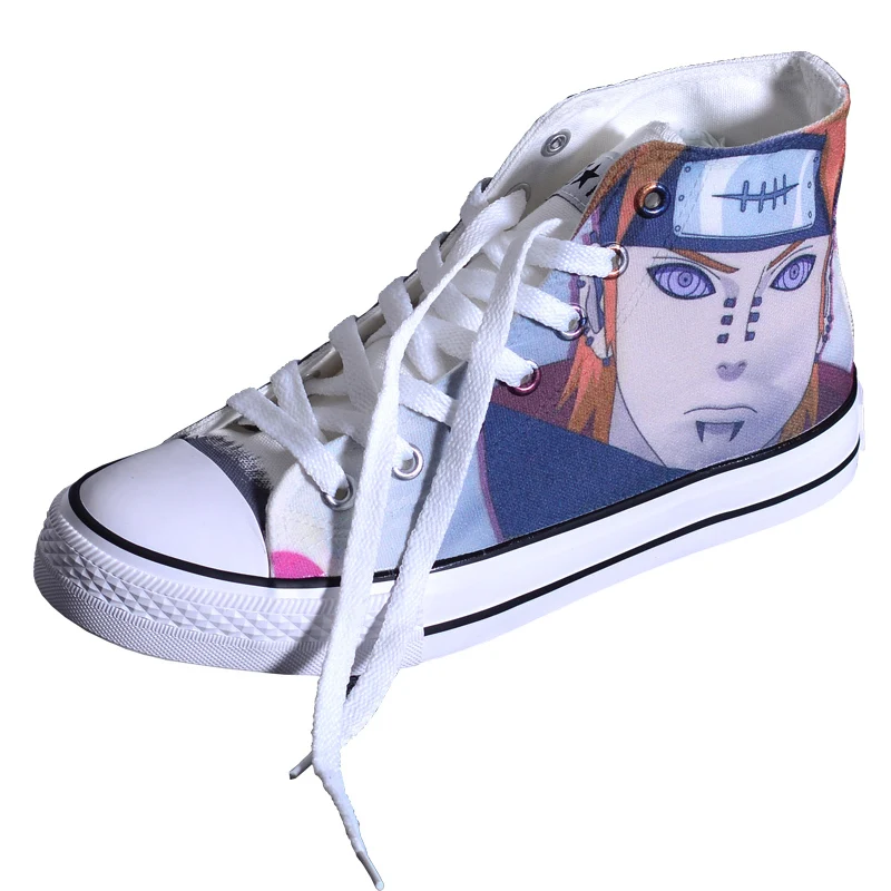Аниме «Наруто» обе стороны расписанные вручную парусиновая обувь на Хэллоуин Akatsuki ботинки героя аниме «Наруто» Учиха Итачи Сникеры с рисунком в виде граффити X9086 размера плюс 48