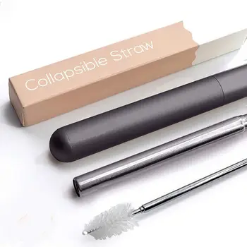 

Mealivos Straws Drinking Reusable Folding Straw Stainless Steel Straw Dishwasher Safe +1 Straw Cleaning Brush