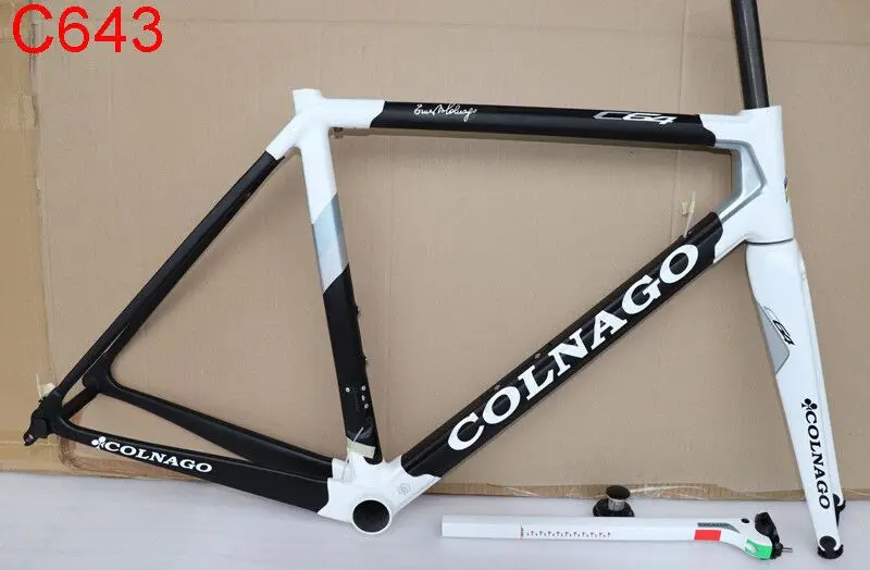 Discount HOT! T1100 UD Matte-Glossy Black orange Colnago C64 carbon road frame bicycle Frameset with 12 colors for selection 13