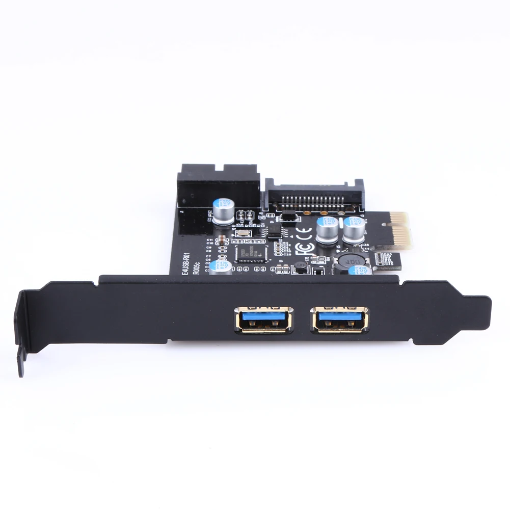 USB 3,0 PCI-E Плата расширения адаптер внешний 2 порта USB3.0 концентратор внутренний 19pin разъем PCI-E карты разъем питания