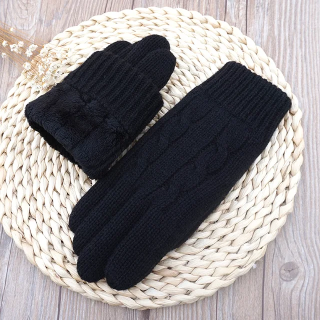 Женские шерстяные перчатки толстые тёплые 2