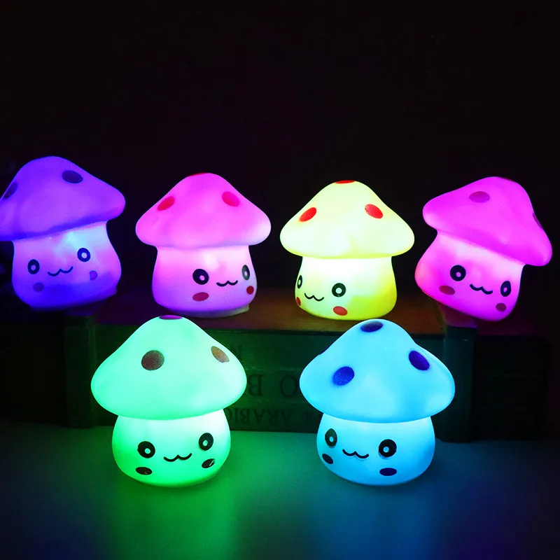 New Cute 6.5cm Color Changing LED Mushroom Lamp Party Lights Mini Soft Baby Child Sleeping Nightlight Novelty Luminous Toy Gift|LED Night Lights| - AliExpress