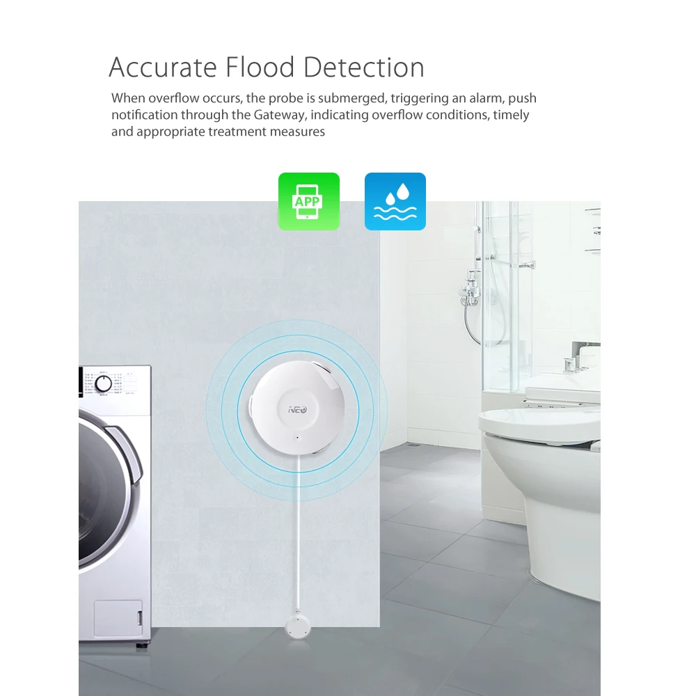 Умный WiFi датчик воды детектор потока и утечки сигнализации и уведомления приложения оповещения не дорогой концентратор требуется Датчик утечки воды