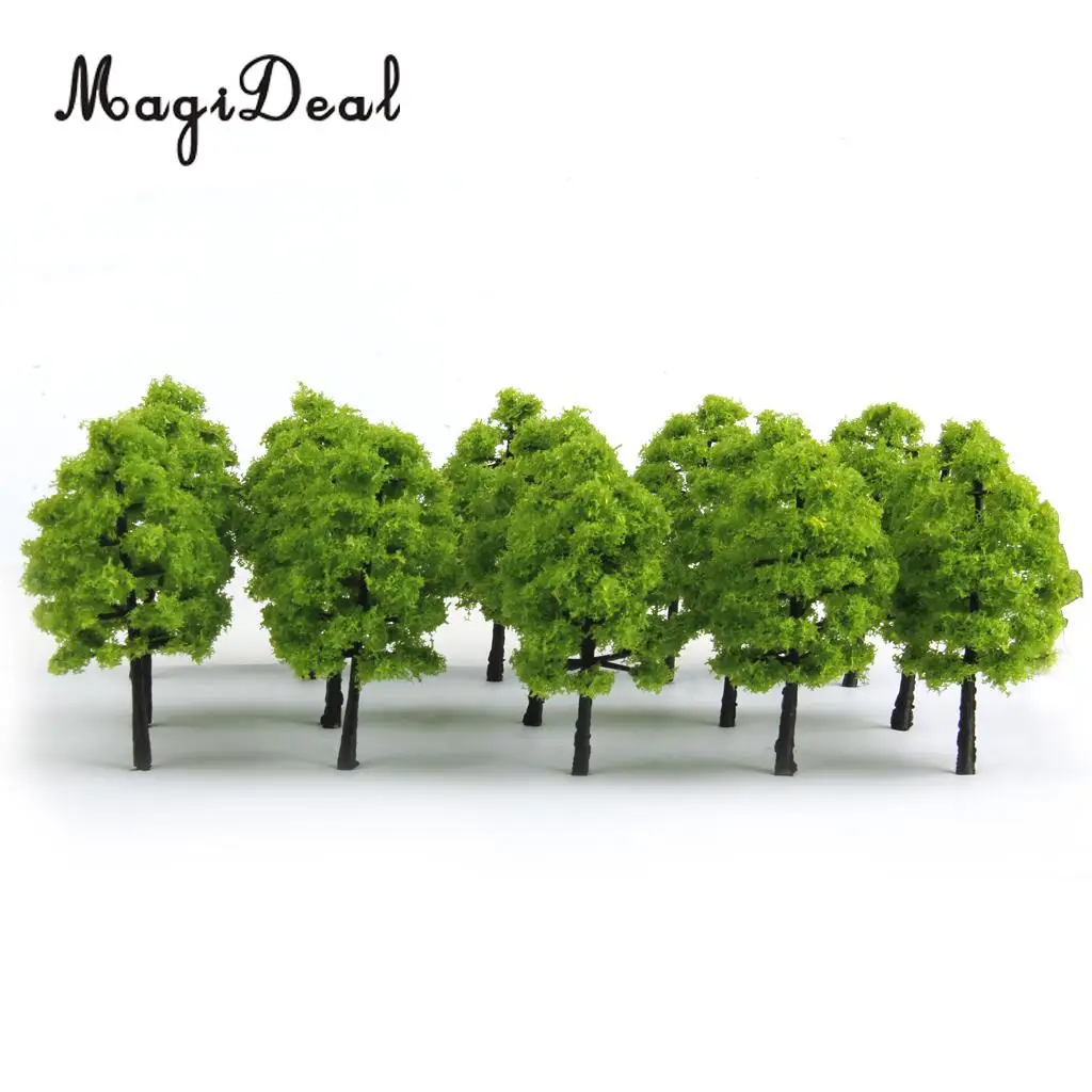 MagiDeal 20Pcs/Lot 1/100 Scale Mini Plastic Model Trees Train Railroad Scenery for House Classroom Park Layout Scene Kids Toy