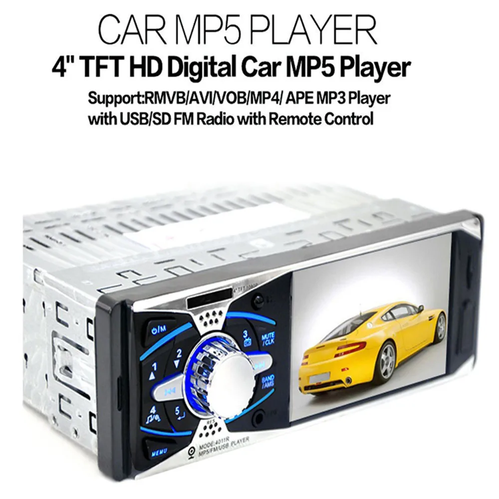 Car Radio Player Support Rear View Camera 4011R 12V MP5 USB SD AUX In Player with Remote Control with FM Audio Stereo Player