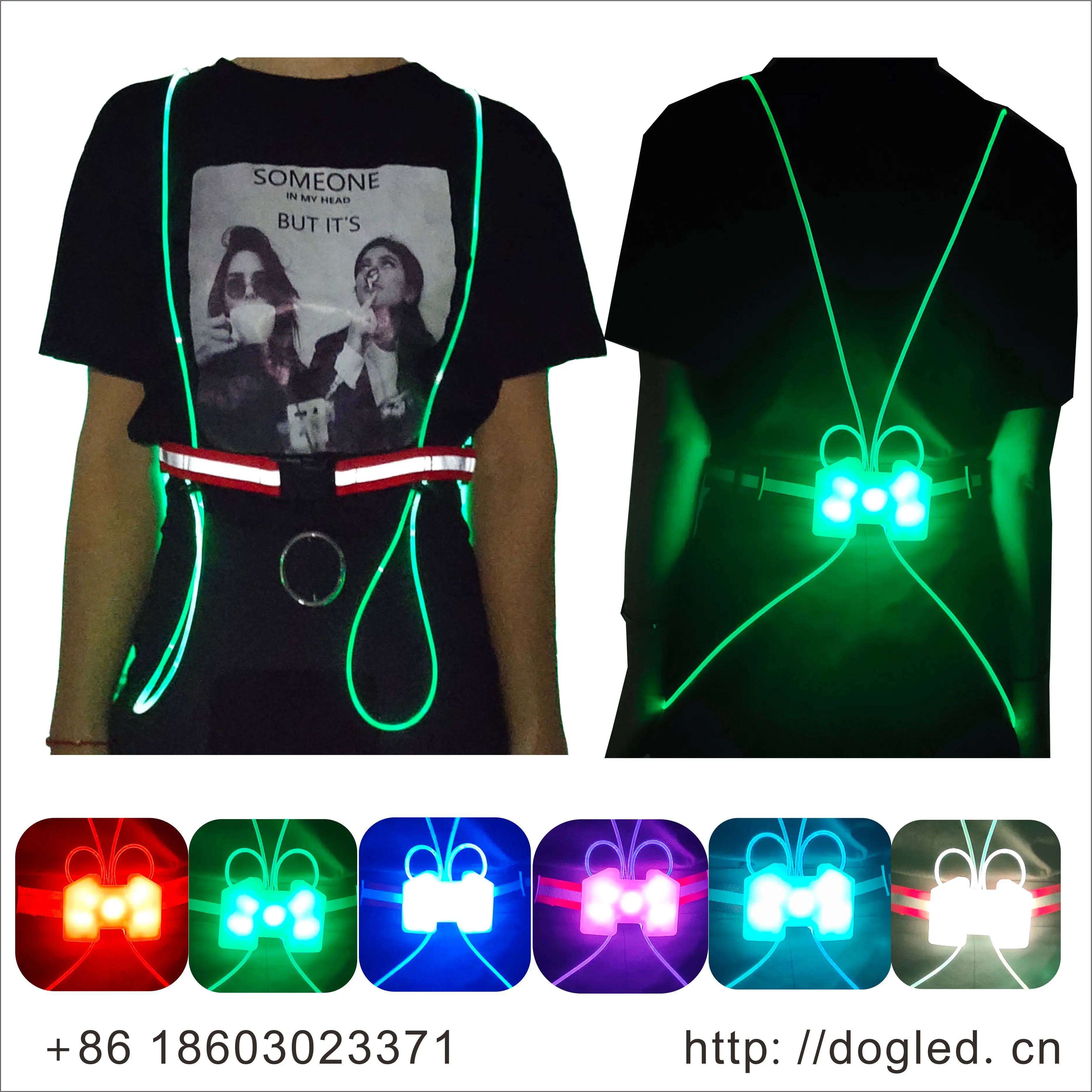 

Reflective LED Fiber Strap Vest Safety Vest Night Running Cycling Vest Harness Reflective Belt