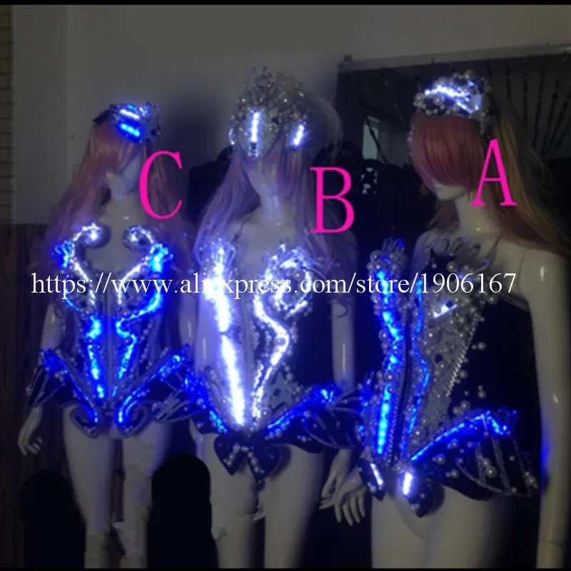 

Led Luminous Sexy Lady Crystal Evening Party Dress Led Light Growing DS Women Stage Dance Costume Clothes Party Supplies