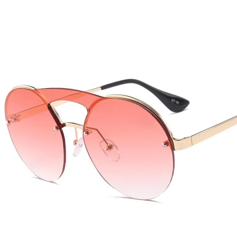 HBK, новинка, более размера d, золотые, прозрачные, крутые, круглые солнцезащитные очки для женщин, большой размер, солнцезащитные очки, итальянский бренд, дизайнерские, женские, для девушек, oculos de sol - Цвет линз: c6 pink