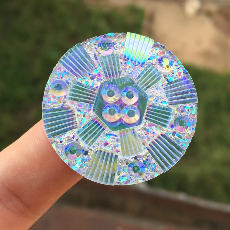 

6pcs 35mm Crystal AB Resin Flatback Rhinestones Round Crystal Stones Non Hotfix Scrapbook Strass for DIY Crafts