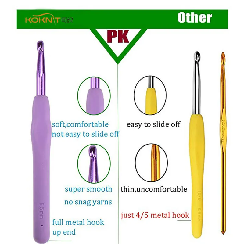KOKONIT 56 Pack Crochet Kits 12PCS Colorful Crochet Hooks Set Ergonomic Soft Handles Yarn Knitting Needles for Women Mom Gifts (3)