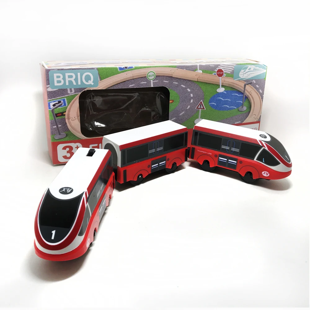W-11 подарок Красный игрушечный поезд электрический магнитный локомотив совместимый рельсовый игрушечный поезд деревянный переулок Набор