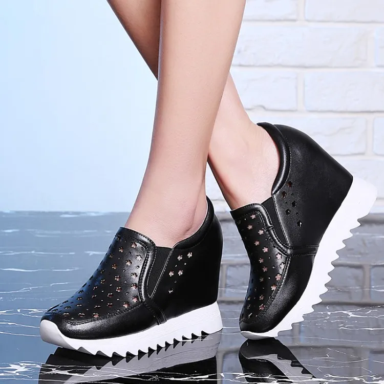 {zorssar} Damen Sommer weiß Neue Keile Schwarzes Zunehmende High Pumps Turnschuhe Atmungsaktive 2018 Frauen Höhe Heels Casual Schuhe FAprFq