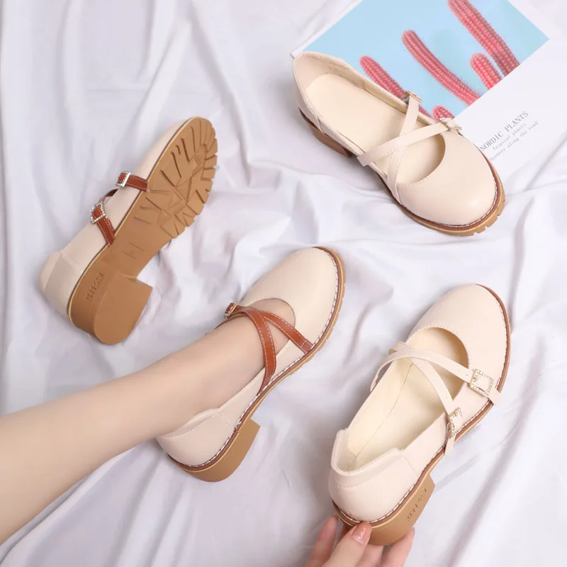

Japanese Mary Jane Women Shoes New Nice Girl Round Head Small Shoes Retro Shallow Mouth Women Shoes