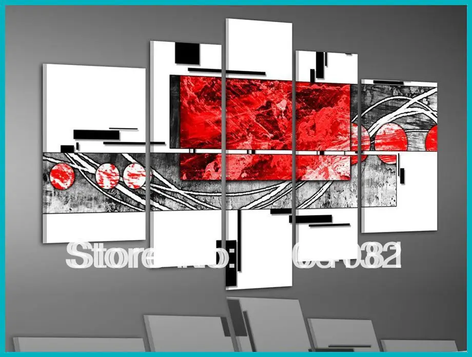No Framed 5 Panel Large Canvas Art Abstract Oil Painting Black White No Framed 5 Panel Large Canvas Art Abstract Oil Painting Black White And Red Wall Decor Hand Painted Pictures