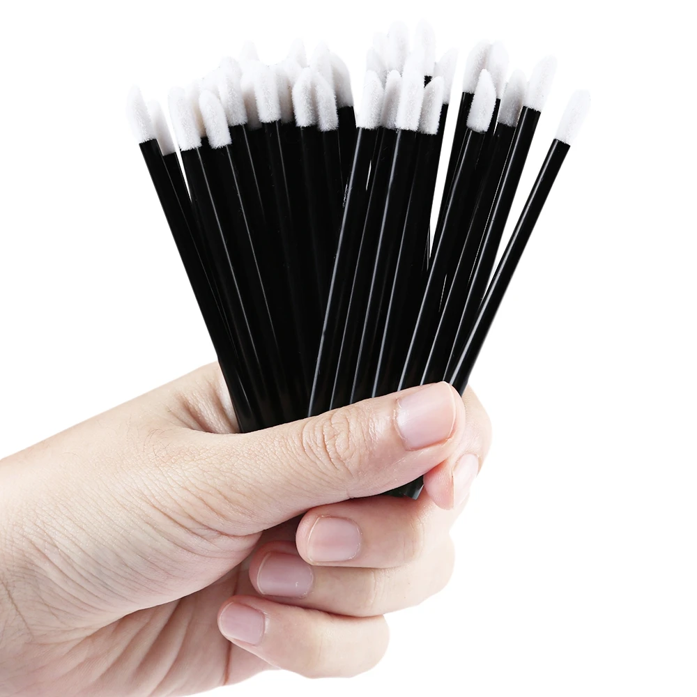 

100pcs Black Disposable Lip Brush Lipstick Gloss Mascara Wands Applicator Makeup Tool Makeup Brushes Pen Cleaning Eyelash Brush
