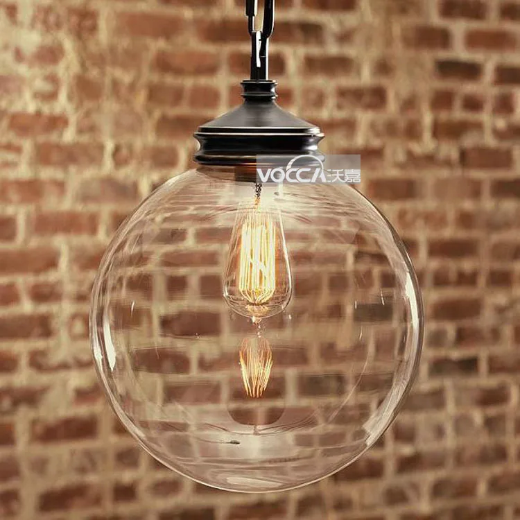 

European modern glass ball American brief vintage living room pendant light 1069