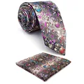 Цветочный узор многоцветный мужской галстук комплект шейных платков 100% шелк Новый жаккард Тканые синий моды мужские повседневные платья свадебные 63