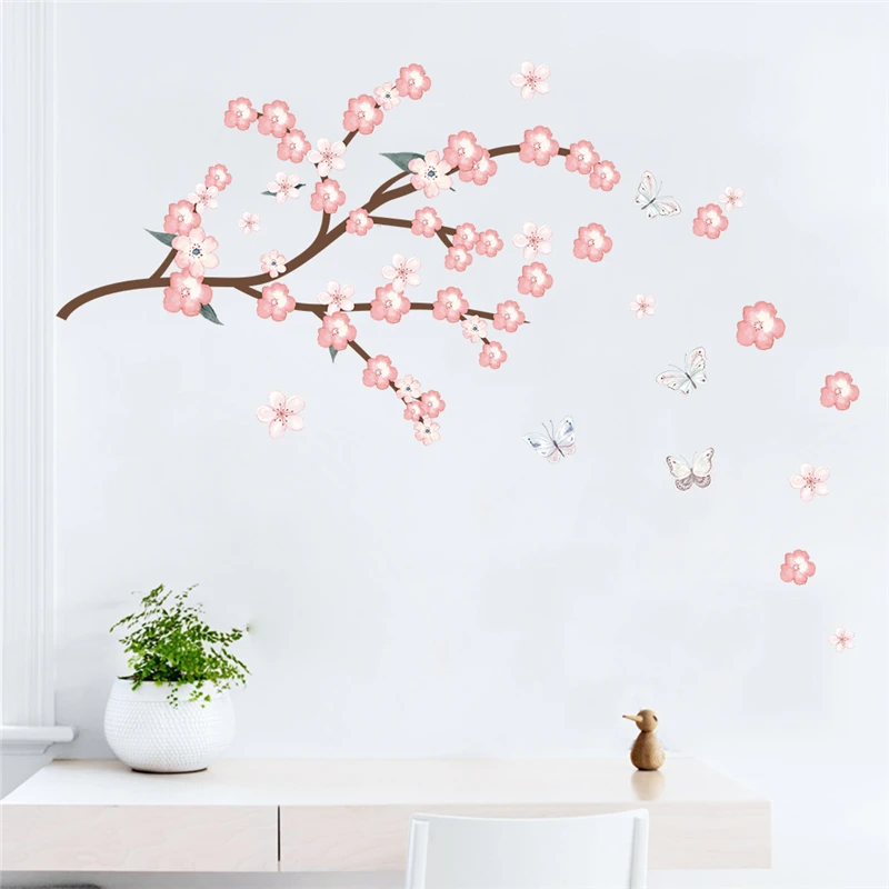 

Creative Plum Blossom Wall Stickers Home Decor Living Room TV Backdrop Decorations Pvc Wall Decals Diy Mural Art