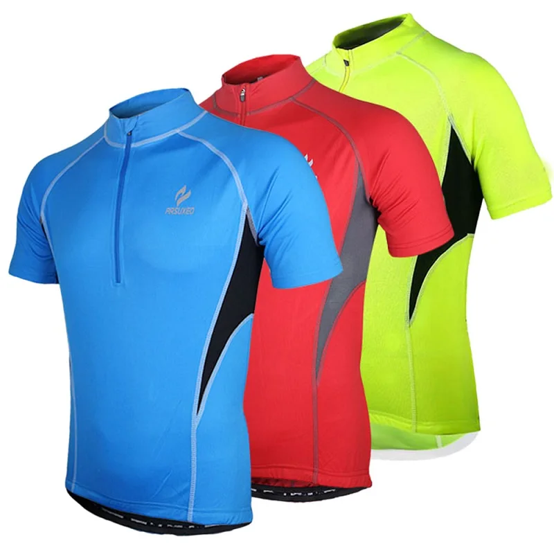 arsuxeo men short sleeve cycling jersey maillot ci...