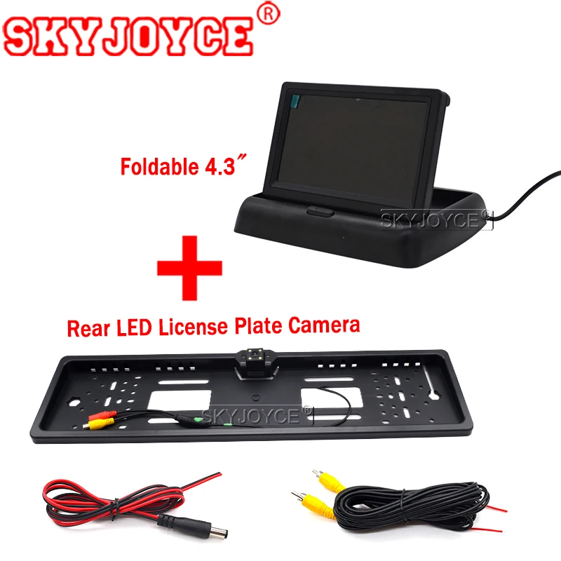 

SKYJOYCE 4.3" Car Rearview Mirror Monitor Auto Parking System CCD HD car rear view camera European license plate frame camera