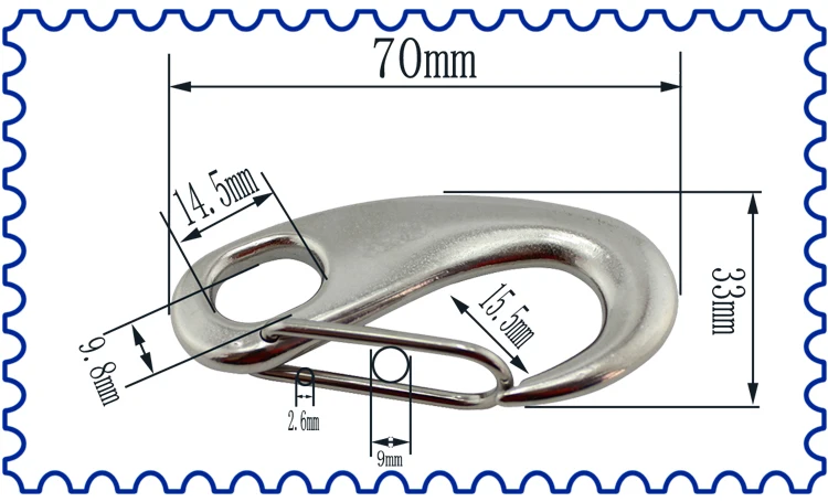 Морской нержавеющей яйцевидной формы пружинный карабин зажим Быстрый Карабин Пряжка овальный глаз Скоба Лобстер коготь 10 шт. 40 мм 50 мм 70 мм 100 мм