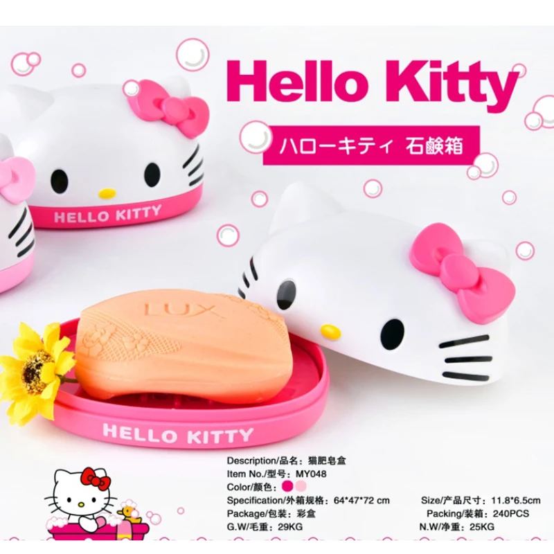 

Hello Kitty Soap Box Cartoon Soap Holder Plastic Soap Dish Plate Bathroom Storage Box Bathroom Accessories C25