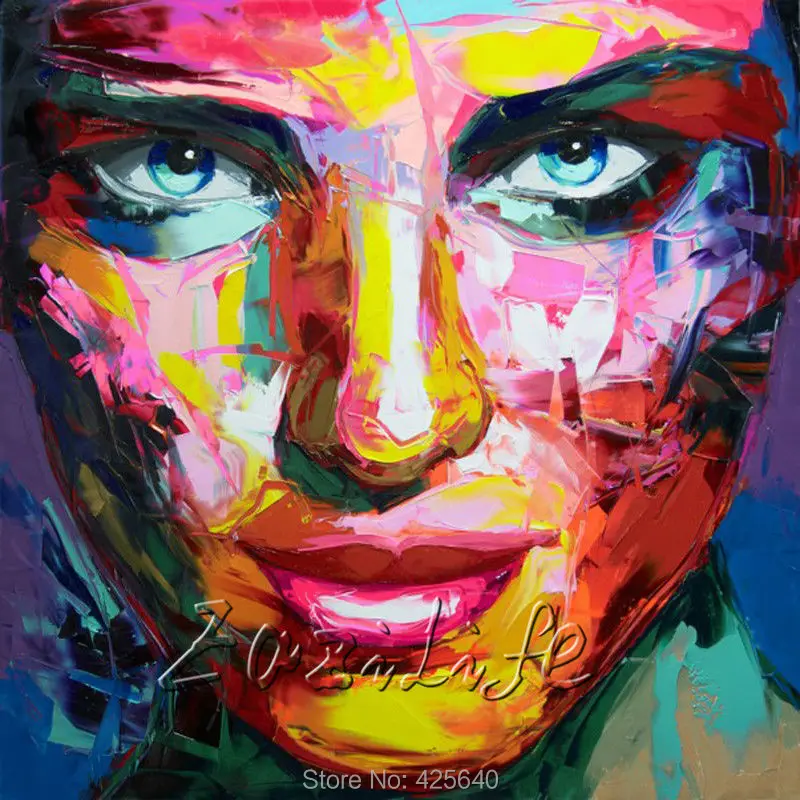 

Palette knife painting portrait Palette knife Face Oil painting Impasto figure on canvas Hand ainted Francoise Nielly 16-47