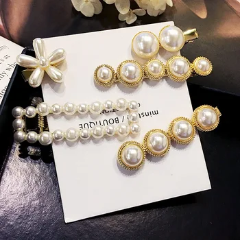 

2019 New Korea Wild Elegant Temperament Alloy Clip Creative Simulation Pearl Hairpin Female Wedding Hair Accessories Jewelry
