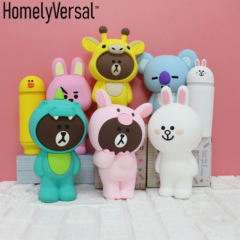 

Creative cute silicone pencil bag kawaii stationery cartoon children pencil case brown bear rabbit koala figures