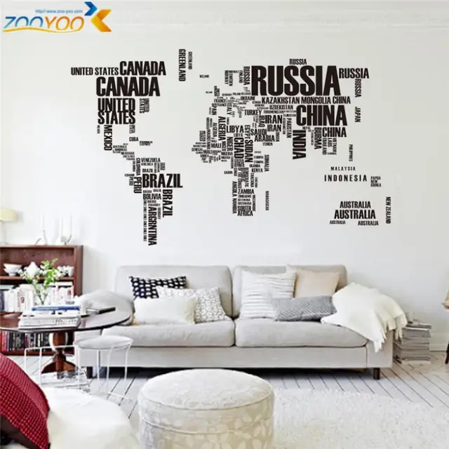 Letras creativas mapa del mundo pegatinas de pared decoración para el hogar oficina sala de Letras creativas mapa del mundo pegatinas de pared decoración para el hogar oficina sala de