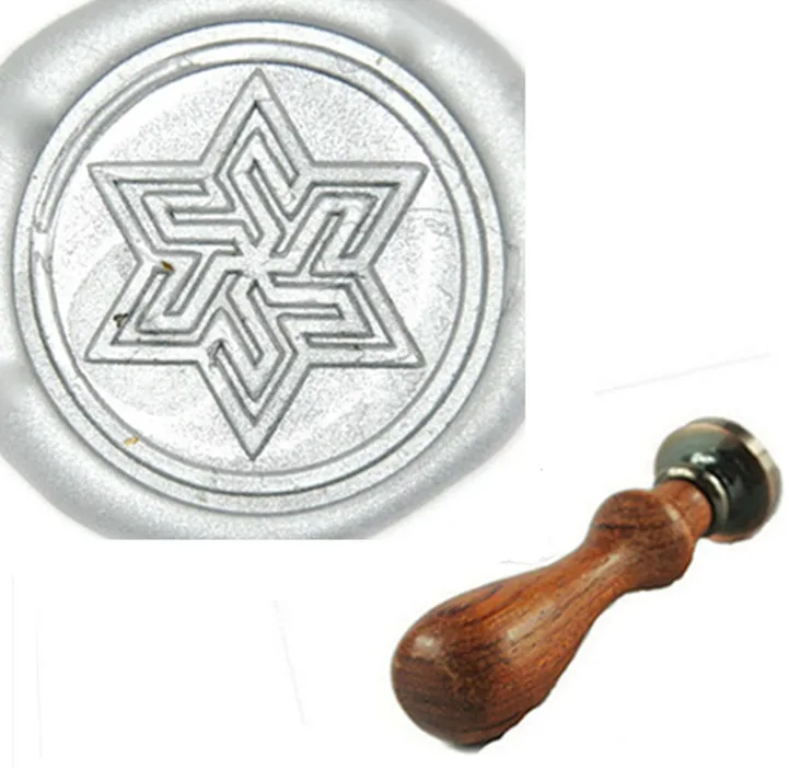  Hexagram Wax Seal Stamp Brass Head with Wooden Handle Wedding Invitation Wax Seal Sealing - 33006420753