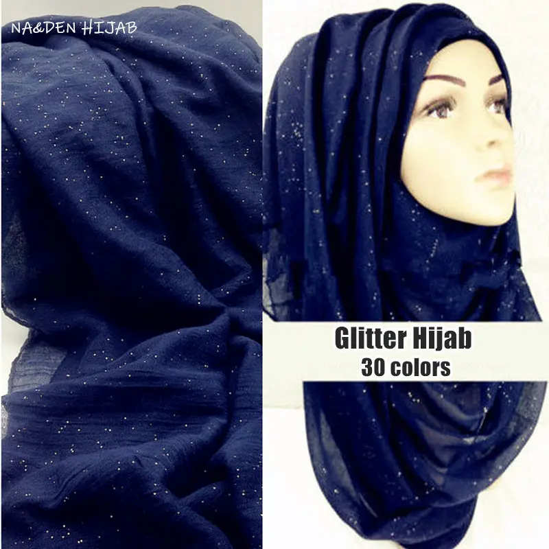 

Fashion Plain Glitter Hijab Maxi Shimmer Shawls Women Sparkling Scarves muslim head scarf big size shawl soft wraps hot sale